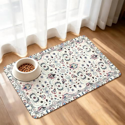 YOSEPATI Dog Feeding Mat Super Absorbent For Food and Water Bowl 30x50cm | Non Slip Pet Placemat For Floors, No Stains Quick Dry Dispenser Mat For Dog And Cat, Water Bowl Mat, Dog Dish Mat, Placemat
