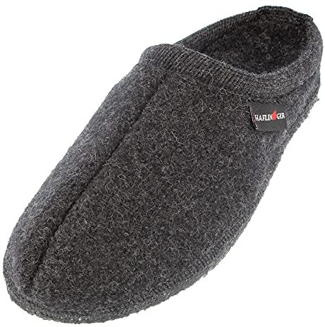 HAFLINGER Walktoffel Alaska Wolle Filzpantoffel Hausschuh Graphit, Gr. 39