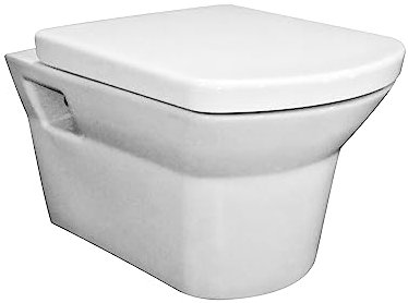 Hudson Reed CLT007 Maya Modern Bathroom Wall Hung Toilet Pan and Soft Close Seat, 355 x 355 x 525mm, White