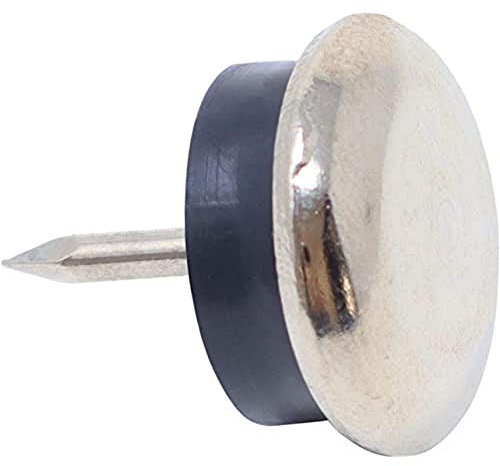 Adsamm® / 16 x patins glisseurs en métal avec amortisseur et clou / argentés / Ø 18 mm / rond / pieds glisseurs en métal et gomme à clou pour meubles