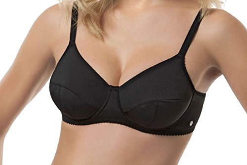 SIELEI, Reggiseno Francese con Ferretto, Realizzato in Microfibra Compatta e Contenitiva, Coppe Foderate in Cotone, Spalline Regolabili, Designed in Italy, Color Nero, Taglia 3C