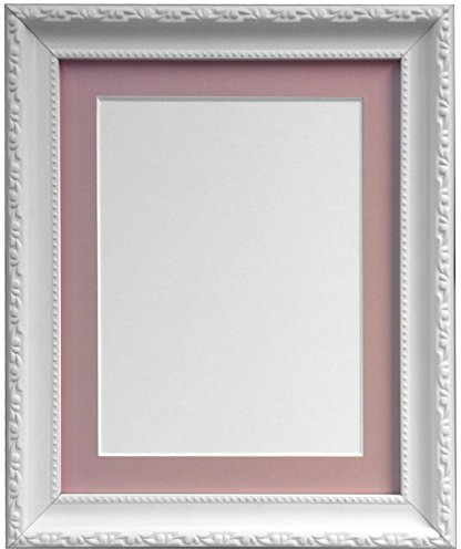 FRAMES BY POST 30mm White Picture Photo Frame with Pink Mount 16 x 12 For Pic Size 12 x 10