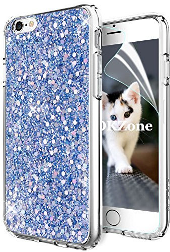 OKZone iPhone 6S Plus Hülle,iPhone 6 Plus Hülle, Luxus Glitzer Bling Design Weich TPU Handy Tasche Rückseite Hülle Etui Cover TPU Bumper Schale für Apple iPhone 6 Plus/iPhone 6S Plus (Blau)