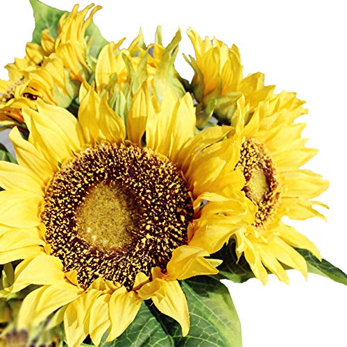 Amzali Künstliche Blumen, Sonnenblumen, Blumenstrauß für Heimdekoration, Garten, Hochzeit, Dekoration, Tafelaufsätze, fühlt sich echt an, Seidenblumen, Braut, Blumendekoration, 1 Set