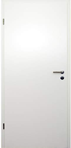 HORI Zimmertür Komplettset mit Zarge und Türdrücker I Innentür CPL Weiß I Höhe 198,5 cm I Anschlag, Breite und Wandstärke wählbar - DIN links - 1985 x 735 x 100 mm