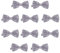 DonDon Lot de 6 Noeud papillon pour homme 12 x 6 cm avec crochet déjà lié et réglable, Platine Argenté, Taille unique