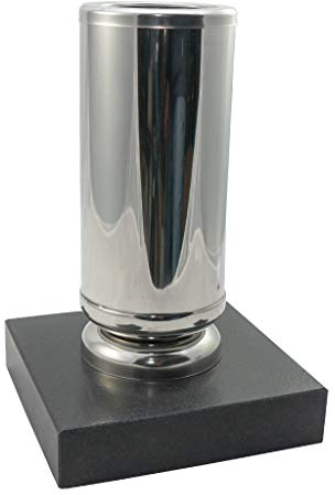 Kunst-Art-Köhl Grabvase aus Edelstahl EVSL1 montiert auf einem Granitsockel (Glänzend/Poliert, Black mat geflammt)