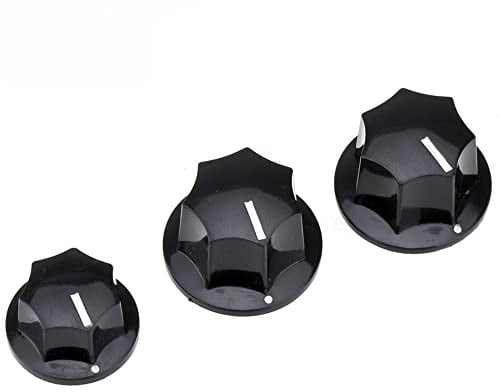 Musiclily Pro Zoll J-Bass Potiknöpfe Knobs Set Schwarz(3er Set) | 24 Zähne, 2 große und 1 kleiner Regler, für USA Fender Jazz Bass