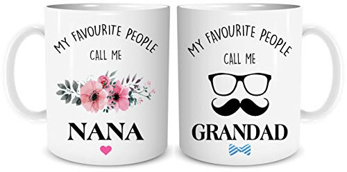 Mug Set Nana and Grandad Gift Present Couples Coffee Mugs Grandparent Tea Mug Cup Christmas WSDMUG2128, White