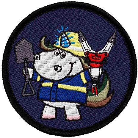 Café Viereck ® HEROS Hilfsorganisation Einhorn - Fun Patch Gestickt mit Klett - 8 cm