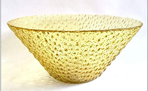 HEHELEBANG Diam 25cm Raindrop Decor Recyled Glass Salad Bowl Fruit Bowl,Yellow