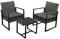 DEGAMO Sitzgruppe Malta 3-teilig (2X Loungesessel, 1x Beistelltisch 42,5x40cm), Gestell Stahl schwarz + Polyrattan schwarz, mit Polstern