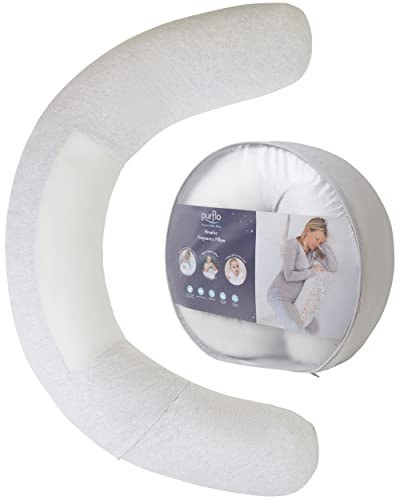 PurFlo Breathe Pregnancy Pillow with Soft Jersey Cover, Minimal Grey | Fully Breathable Maternity Cushion, Ergonomic Body & Leg Pillow for Side Sleeping, Nursing, Feeding & Tummy Time