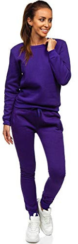 BOLF Donna Tuta Sportiva Completo da Jogging da Fitness Felpa Set da Ginnastica Pantaloni da Corsa Workout da Yoga Palestra Stile Sportivo 0001 Viola M [H8H]