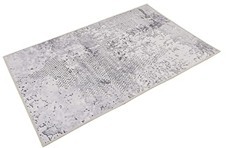 Wecon Home Badteppich, Badematte, rutschfest und Waschbar, Vintage, Room 9 (80 x 150 cm, grau)