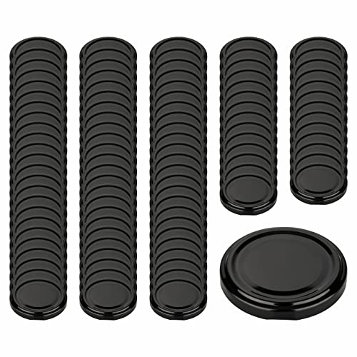 gouveo 100er Set Ersatzdeckel für Marmeladengläser - TO82 schwarz BS - Schraubdeckel aus Metall für Schraubgläser und Einmachgläser - Twist-Off Deckel
