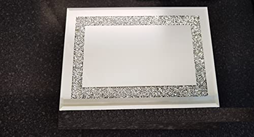 Crushed Diamante Mirrored Crystal Candle Rectangle Plate Candle Holder Loose Jewel Border Candle Holder an Elegant Addition to Your Home- (20x30cm)
