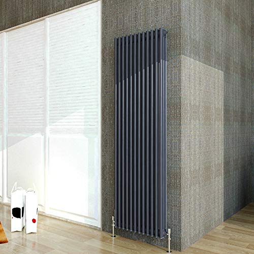 Acezanble∣3 Column Radiator, Vertical 1800mm Anthracite Tall Traditional Cast Iron Style Radiators Windows Hallyway