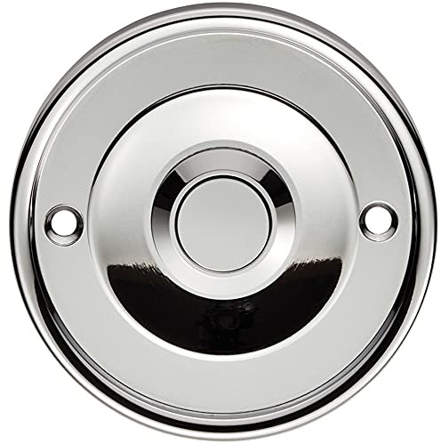 Loops Decorative Door Bell Cover - Polished Chrome - 65 x 7mm Round Sleek Button Plate | Metal Door Bell Cap - External Bell Push Buzzer Cover - Cover Plate Only Door Bell Not Included