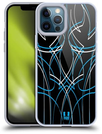 Head Case Designs Blu Pinstripe Template Custodia in Gel [Protezione di Grado Militare] Compatibile con Apple iPhone 12 PRO Max E Compatibile con MagSafe