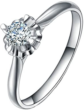 Epinki Platin Solitärring, 0.2ct Labor Erstellt Diamant Verlobungsring Damen 4 Klaue Blumen Design Form, Geschenke für Frauen, Echtes Gold Kollektion, Silber, Gr.48 (15.3)