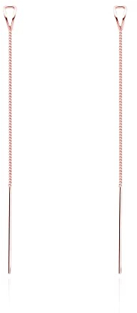 SLUYNZ 925 Argent Sterling Chaîne Filetage boucles d’oreilles Pendre pour Femmes Adolescentes Filles Boucles d’Oreilles Longues Pendre Boucles d’Oreilles Ligne Gland (C-Rose Gold)