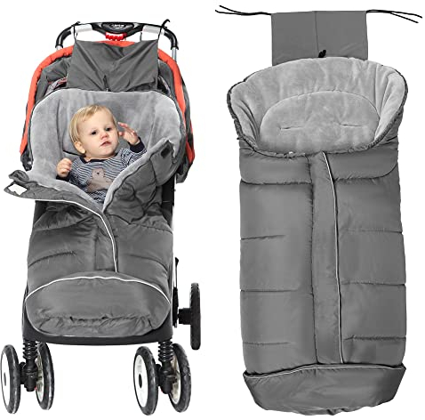 Fairy Bady Babyfußsack Baby Fußsack Winter-Fußsack für Kinderwagen Universal Fußsack für Babyschale Fußsack mit Reißverschluss und Kordelzug(Grau)