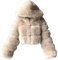 Generic Kunstpelz Mantel Damen Winterjacke Kurz Mäntel Langärmlig Reißverschluss PlüSchjacke Winter Pelzmantel mit Kaputze Unifarben Rundhals Felljacke Leger Outwear Oberteile Tops, Khaki, S