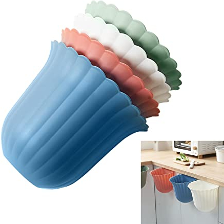 Wankd 4 Stück Küchenschrank Tür Hängende Abfallbehälter, Auffangschale für Küchenabfälle, Küchenabfalleimer für Hausmüll Aufbewahrung Hängenden Abfallbehälter, Mülleimer Abfall Behälter für Bio Müll