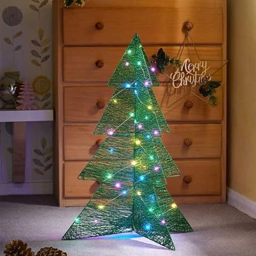 Marco Paul - Albero di Natale con luci luminose a LED, decorazione autoportante, albero di Natale, luci ornamentali per interni, 40 luci a LED, a batteria, albero di Natale (verde)