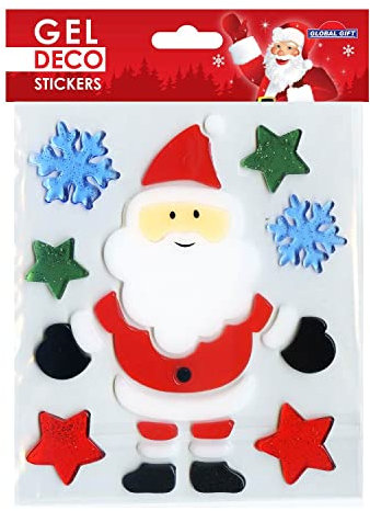 Pegatinas de gel de Navidad para ventana, Papá Noel
