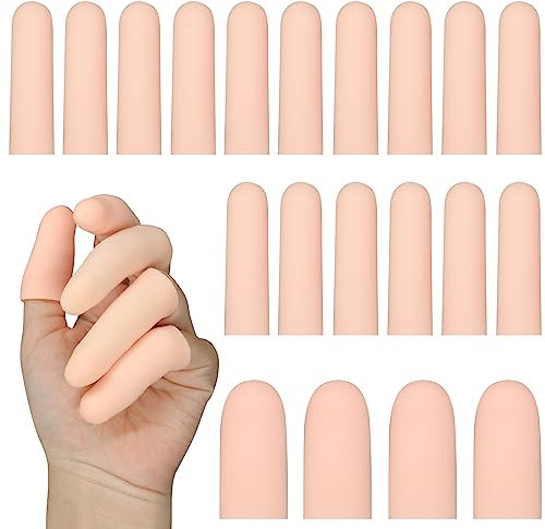 HINGTAI 20 pezzi di gel per dita, proteggi dita mano,speciali copridito elastici per le dita, protezione per la punta delle dita, guanti per dita, protezioni per dita per ferite(Nudo) 