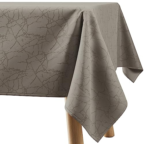 Filumi Tischdecke 140x340 cm Beige Abwaschbar Für Indoor Outdoor Marmormuster Manil