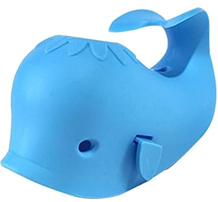 Wasserhahn-Abdeckung, Badewannen-Auslauf-Abdeckung, Wannen-Wasserhahn-Abdeckungsschutz, Badewannen-Babywannen-Auslauf-Abdeckung, Universal-Badewannen-Silikon-Walspielzeug, Schutzzubehör für Bab Blau