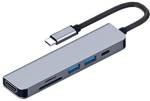 USB C Hub 4K HDMI,VGE 6 in 1 USB C Multiport USB C Adapter with 4K HDMI Output, 100W PD,USB 2.0, USB 3.0, SD/TF Card Readers Compatible Laptopand Other Type C Devices