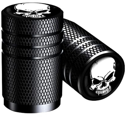 Ventilkappen schwarz Totenkopf weiß Aluminium – Universal Reifen Motorrad Trike Quad Scooter Auto