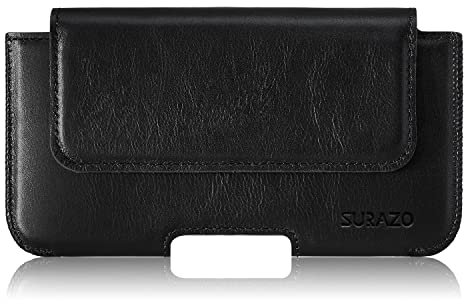 SURAZO Custodia in vera pelle al 100% per Apple 15 Pro Max, custodia orizzontale in pelle (nero)