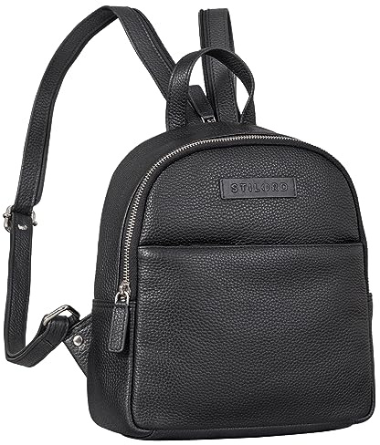 STILORD Elonora Vintage Leder Rucksack Tasche 2 in 1 Damen klein Damenrucksack Daypack für Frauen Rucksackhandtasche Tagesrucksack Echtleder Farbe:schwarz