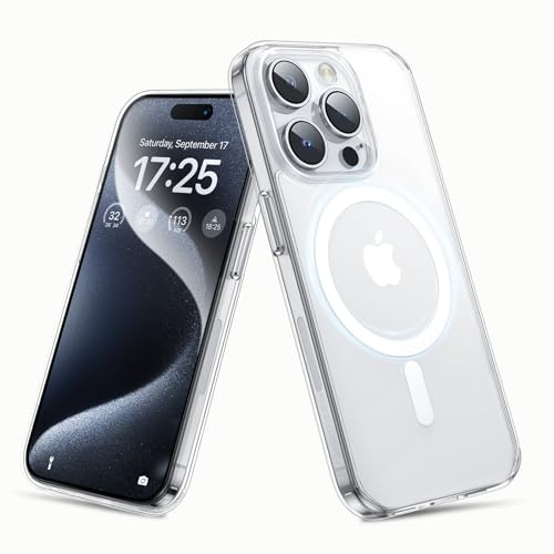 UNBREAKcable Magnetic Case for iPhone 15 Pro Clear Compatible with MagSafe, [Hard PC Back, Soft TPU Bumper] Shockproof Protective Transparent Magnetic Case Cover for Apple iPhone 15 Pro 6.1