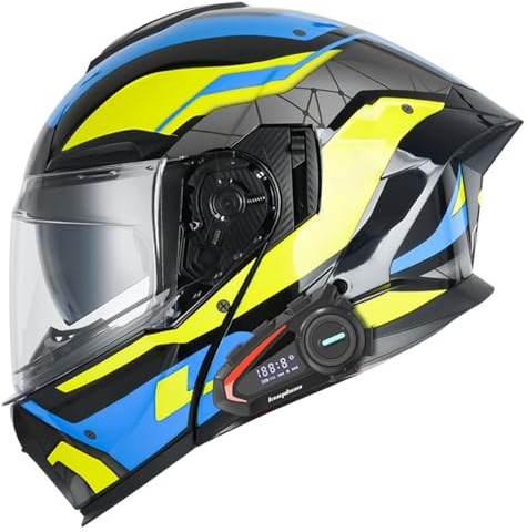 Bluetooth Flip Up Helm Motorradhelm, Modularer Bluetooth Helm Mit Doppelvisier, DOT/ECE Genehmigter Helm, Anti-Beschlag, Intelligente Geräuschunterdrückung