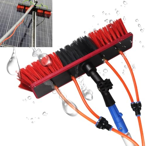 Pv Reinigungsbürste Teleskop Set, Pv Anlage Reinigung, High Clean Teleskopstange, Fensterabzieher-Set, for Photovoltaik Und Glasfenster-Dach-Solarpanel (Color : Brush head-50cm, Size : Rod length-8m