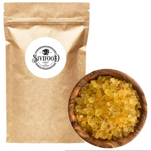 SIVIFOOD Fragments de sucre de candi dorés au safran 500g - bonbons de roche à croûte dorée, sucre concassé, sucre granulé, sucre de roche, sucre cristal d'or, sucre en miettes