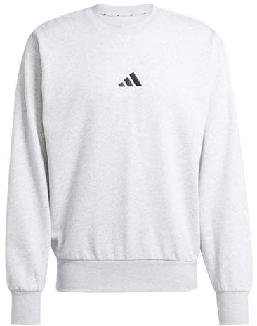 adidas Herren Essentials FEELCOZY Fleece Sweatshirt, Light Grey Heather/Black, L