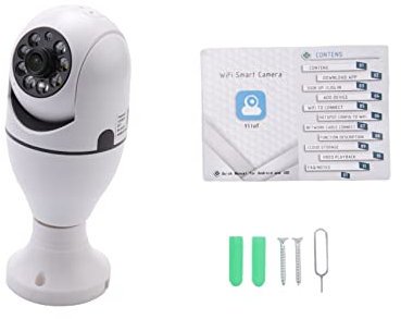 Gokoti CáMara de Seguridad InaláMbrica con Bombilla E27 de 200W, 1080P Panorama de 360 Grados CáMara para el Hogar Wi-Fi del TeléFono MóVil, Alarma de DeteccióN de Movimiento