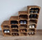 PYXIDAS Schuhregal Aus Holz, Rustikales Und Vintage Holzkisten, Hohes Schuhregal (1, Geflammte Set)