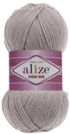 100g Strickgarn Alize Cotton Gold Uni Klassikgarn Häkelgarn Strick-Wolle Farbwahl, Farbe:200 kieselgrau