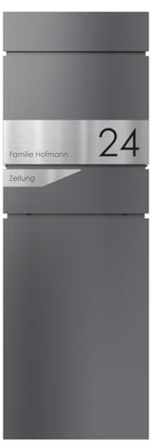 Briefkasten Manufaktur Standbriefkasten LESSING Edition mit Zeitungsfach - Design Elegance 1 (DB 703 eisenglimmer)
