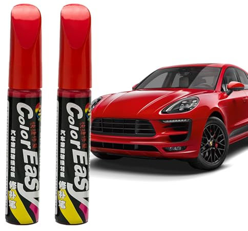 BMHNQ 2 Stück Auto Lackstift, Auto Kratzer Reparatur Stift Auto Reparatur Lack Auto Pinsel Lackreparaturstift Auto Kratzerentferner Autolack Stift Autokratzer Reparaturmittel(Rot)