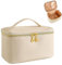 ZIOSINM Beauty Case da Viaggio Donna, 22 x 15 x 12 cm Porta Trucchi da Viaggio Organizer Con Tasca per Pennelli, Beauty Case Donna per all'aperto viaggio accessori utili (Beige)