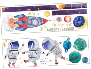 Hohopeti Wandaufkleber Für Den Kindergarten 1er-set Astronauten-messlatte Trendige Raumdekoration Leicht Zu Klebendes Material